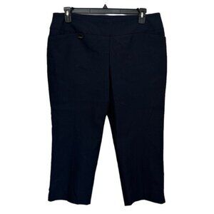 Lisette Montreal Womens 16 Pull On Capri Pants Navy Stretch Slim Fit Office Wear